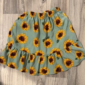 Sunflower Tiered Skirt - Green & Yellow